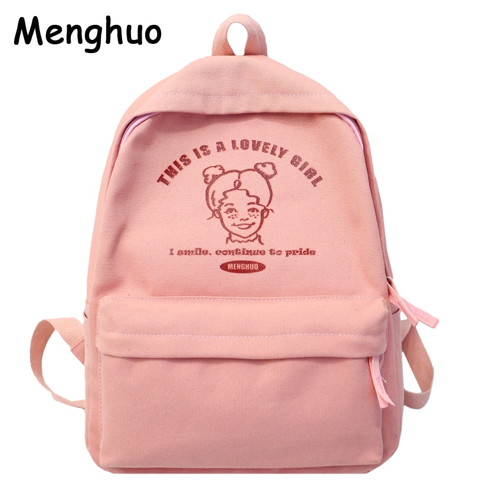 Menghuo Preppy Style Women Backpack for School Teenager Girls School Bag Ladies Canvas Fabric Backpack Female Bookbag Mochilas