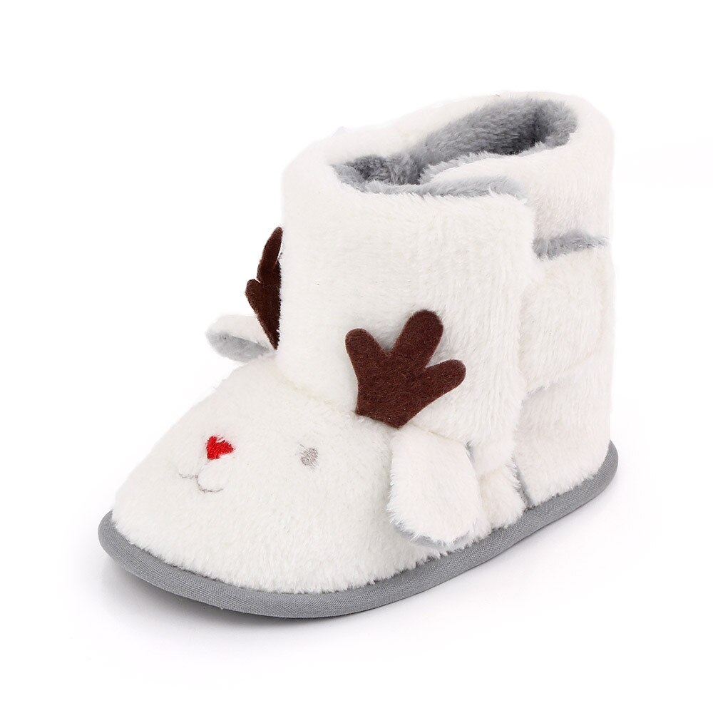 Neue Weihnachten Baby Schuhe Baby Jungen Mädchen Winter Warme Santa Claus Erste Wanderer Nette Weihnachten Baby Stiefel: Weiß / 0-6 Monate