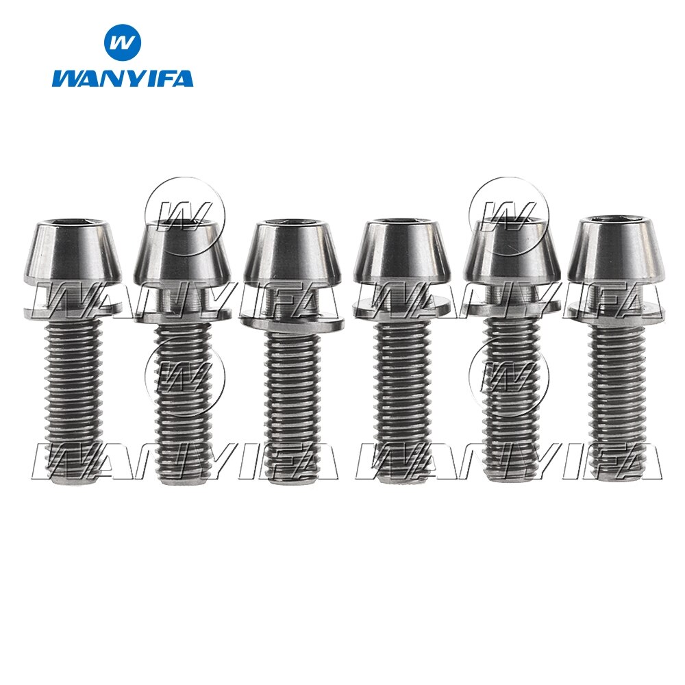 Wanyifa 6pcs M5x18mm Ti Titanium Bicycle Stem Bolt Mountain Bike Ultralight Stem Screw with Washers Gasket: Silver