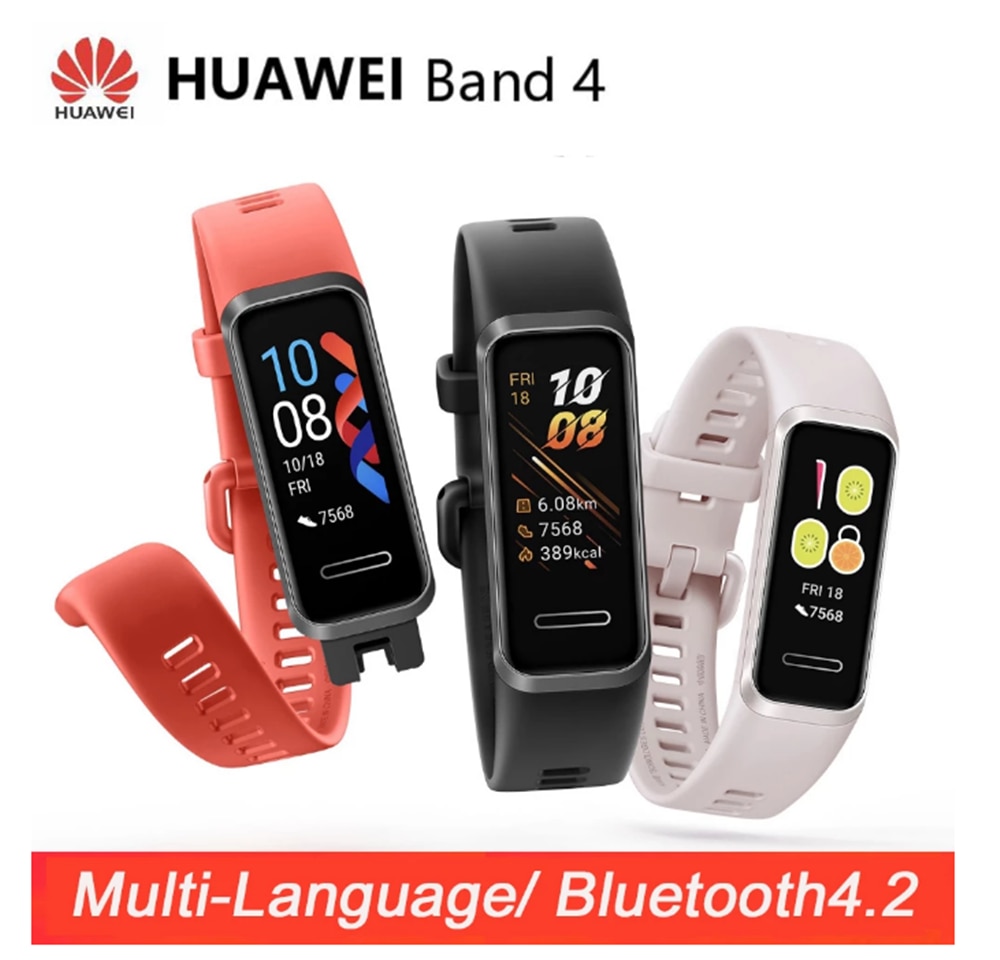 In Voorraad Huawei Band 4 Smart Polsband 0.95 ''Kleur Touch Amoled Screen Zwemmen Houding Detecteren Hartslag