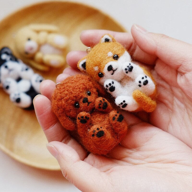 Handmade DIY Cute Pets Dog Wool Felting animal Toy Doll dog DIY Wool Felt