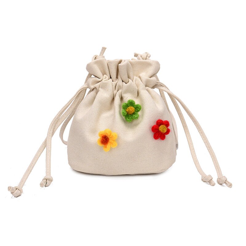 Verse Slung Canvas Tas Eenvoudige Op De Kleine Tas Vrouwelijke Buitenlandse Meisje Schoudertas: WHITE