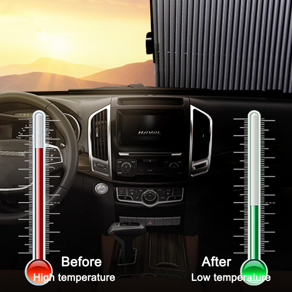 Rideau pare-soleil rétractable pour pare-brise avant et arrière, 45-65 cm, protection anti-UV pour voiture, camion et SUV