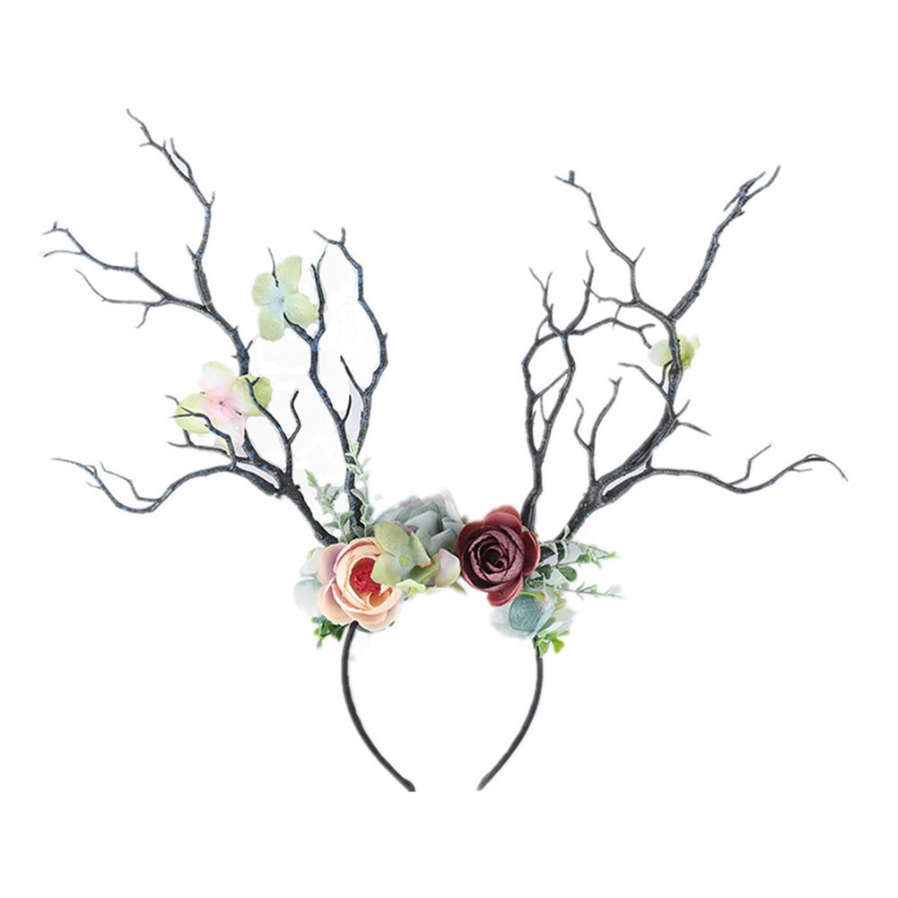Christmas Headband Antlers Deer Horns Fairy Tale Flower Tree Branch Retro Hair Hoop Crown Festival Party Props Xmas Costume: 2