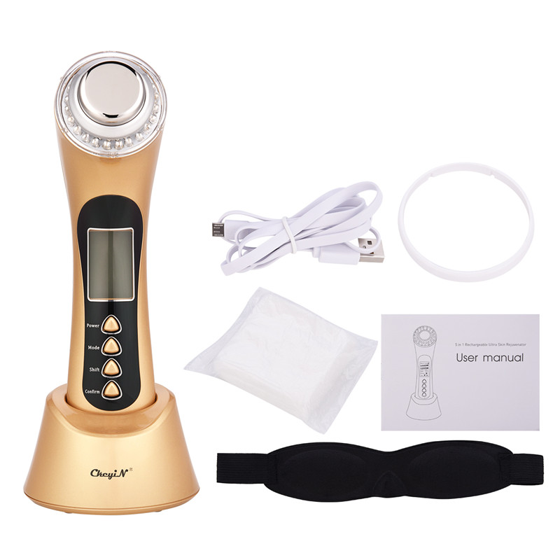 3MHZ Ultraschall Ionen LED Photon Gesicht Reinigung Gerät Haut Verjüngung Schönheit Massage Maschine USB Lade Gesichts Massager P36