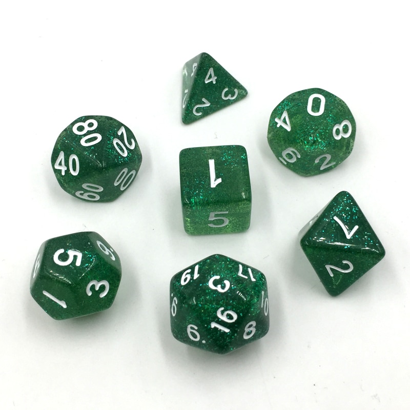 Rollooo Glitter Rpg dice D4 D6 D8 D10 D% D12 and D20 7Pcs/Set