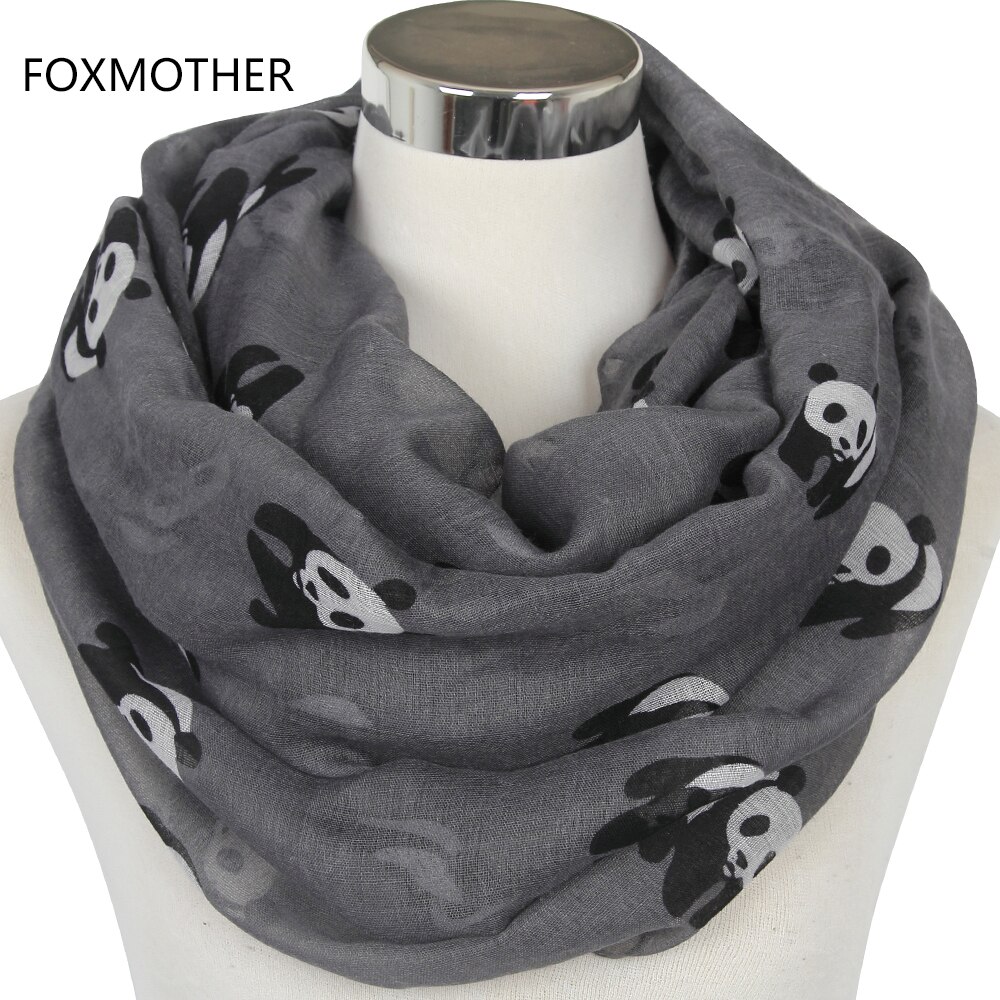 Foxmom – foulard tendance gris bleu Panda, écharpe Infinity Animal, pour femmes