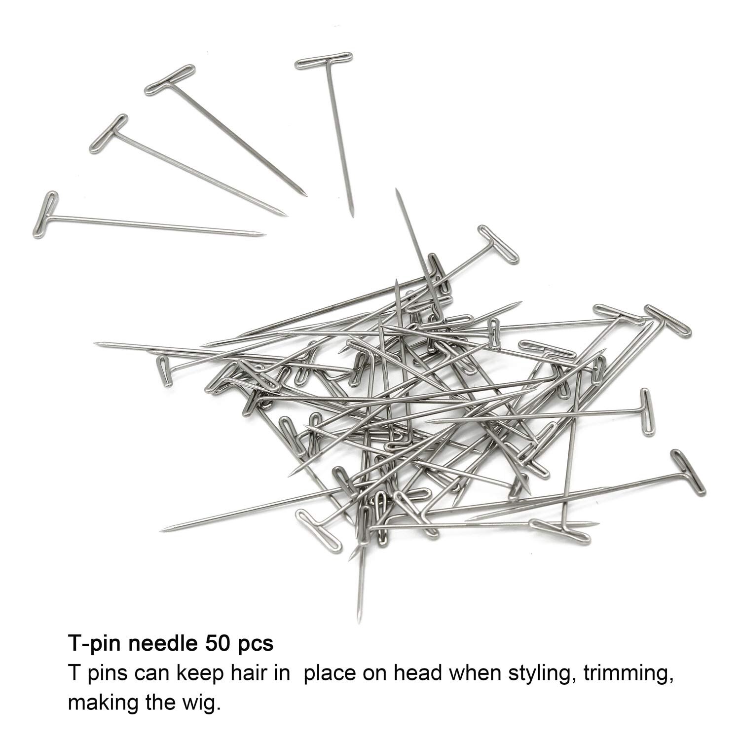 Hair Weave Needle and Thread Set High Strength Nylon Hair Weft Sewing Thread for Making Wig C J I Shaped Needle T Pins