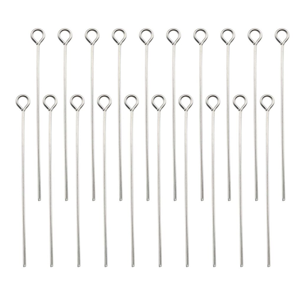 100pcs Eye Pins 20/30/40mm 304 Stainless Steel Open Eyepins Headpins Connector Findings for Jewelry Making Necklace Bracelets: Length 30mm