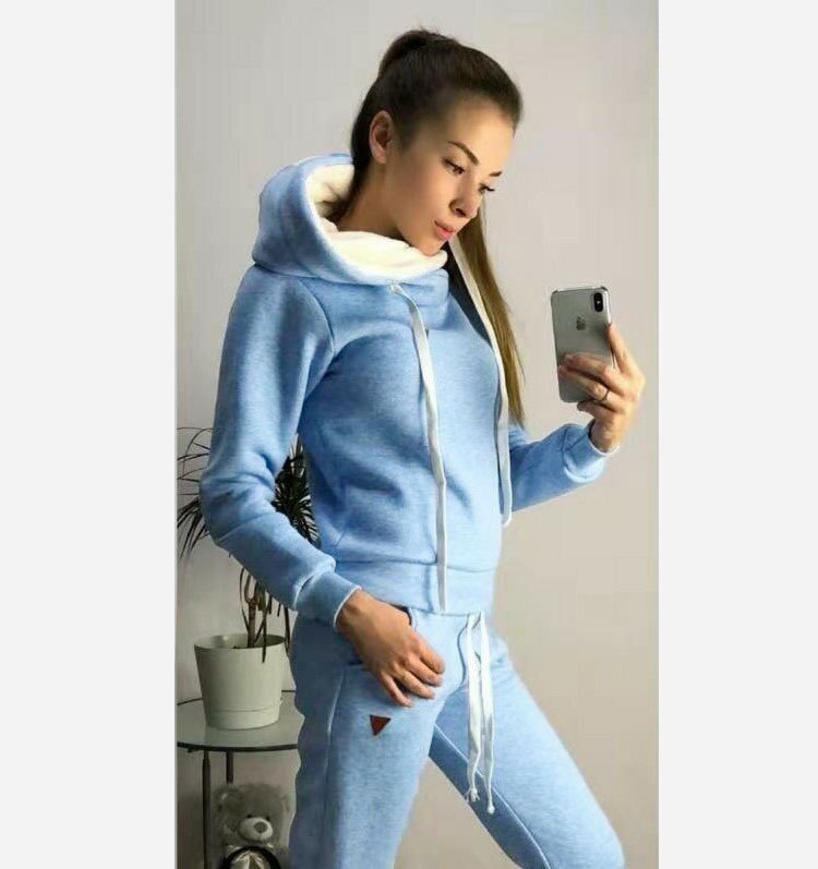 Hoodies solid Suit Set Women Tracksuit Two-piece Style Outfit Sweatshirt Sport Wear