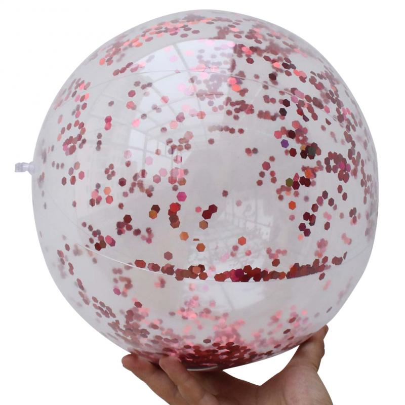Sommar strand pool boll super transparent pvc blinkande boll vatten leksak rekvisita uppblåsbar paljett strand pool lek boll