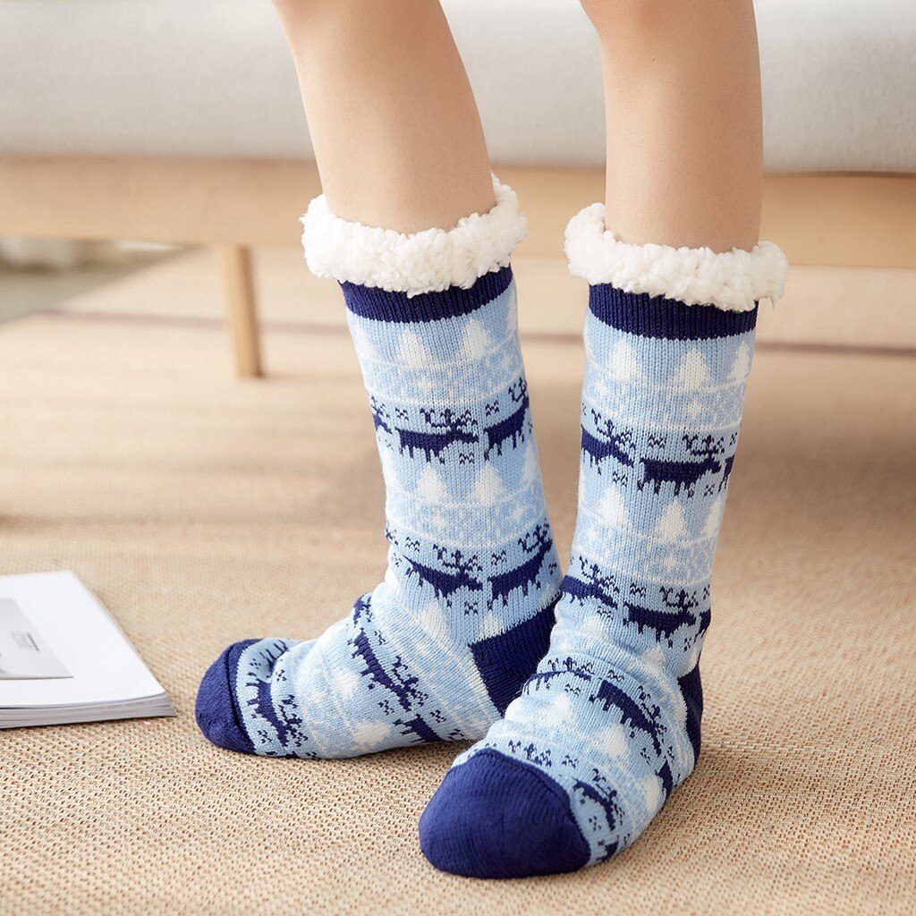 Meias femininas de lã meias de natal mais grossas anti-deslizamento tapete meias elk árvore de natal socks socks socks socks socks meias de natal
