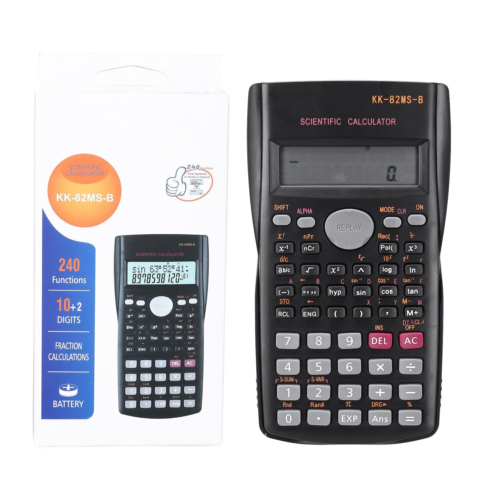 Portable Scientific Calculator Stationery School Office Engineering Multifunction School Engineering Stationery Scientific Tool: Black
