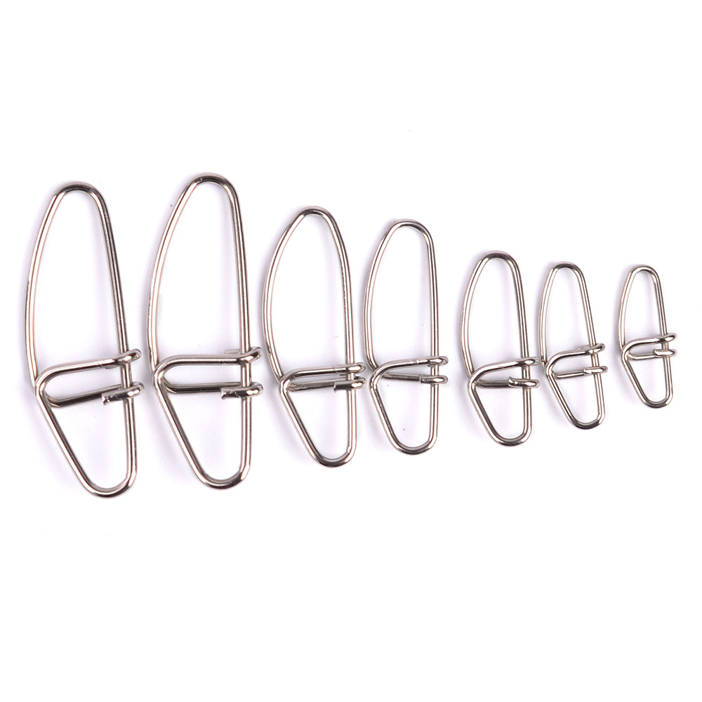 50pcs/bag Stainless Steel Connector Fast Clip Lock Snap Swivel Safety Snaps fishing lure tools pesca hook grip swivel metal