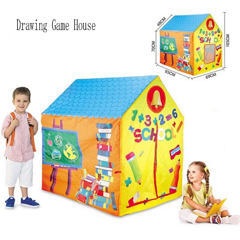 Children's Play Tent Boy Girl Indoor Outdoor Toys Portable Foldable Secret Garden Play Ball Pit Pool Toy Kids Cosplay Game House: 54A Drawing