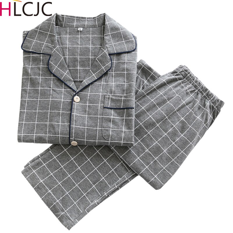 Klassieke Plaid Mannen Pyjama Sets Herfst Katoenen Pyjama Nachtkleding Nachtkleding Voor Mannen Lange Mouw Casual Night Nachtkleding Pijama