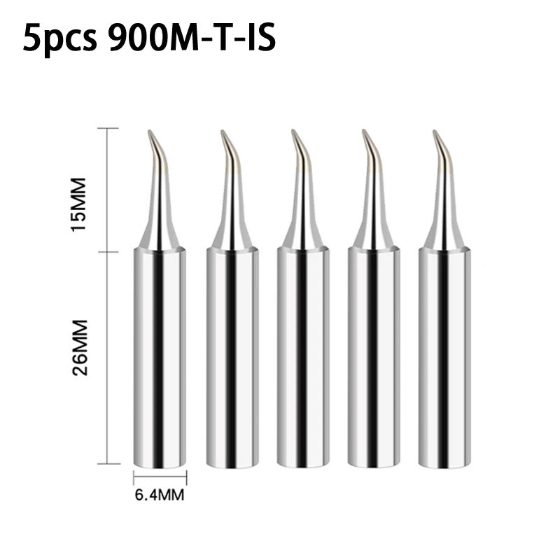 Puntas de soldador Serie K/SK/B/I/IS/1C/2C/3C/4C/2.4D/3.2D, accesorios para herramientas de soldadura BGA, 900M-T, 5 paquetes: Plata