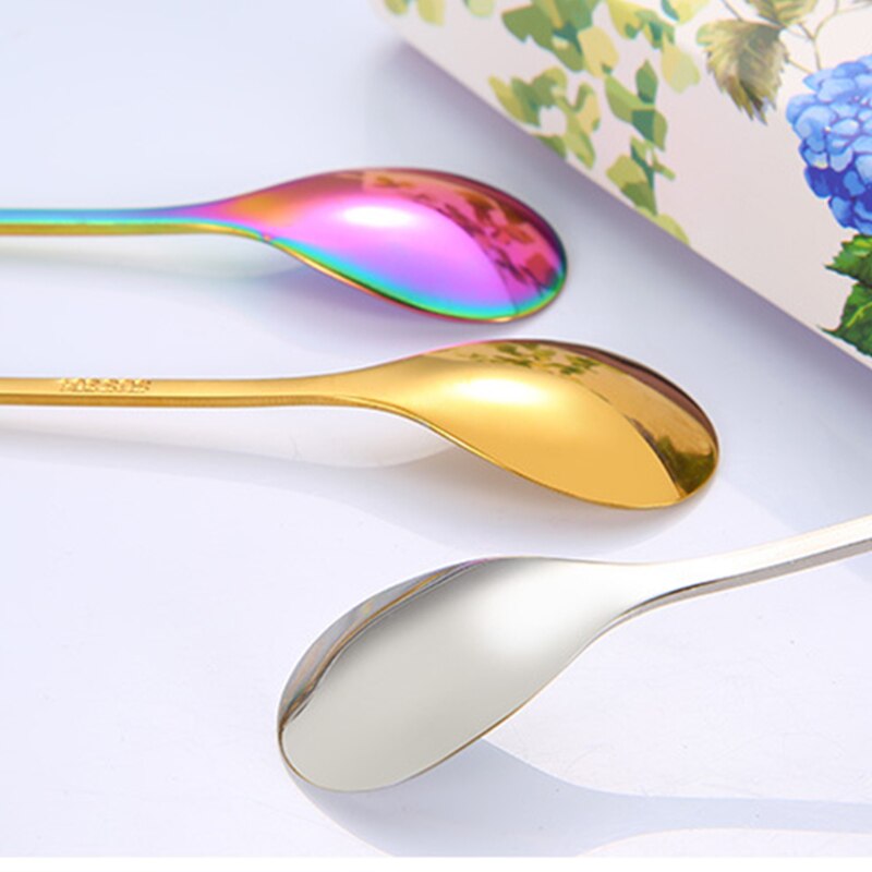 4 Stks/partij Koffie Lepels 12.4 Cm Tiny Lepels 304 Rvs Klavertje Vier Lepel Dessertlepel Set Serveren lepel