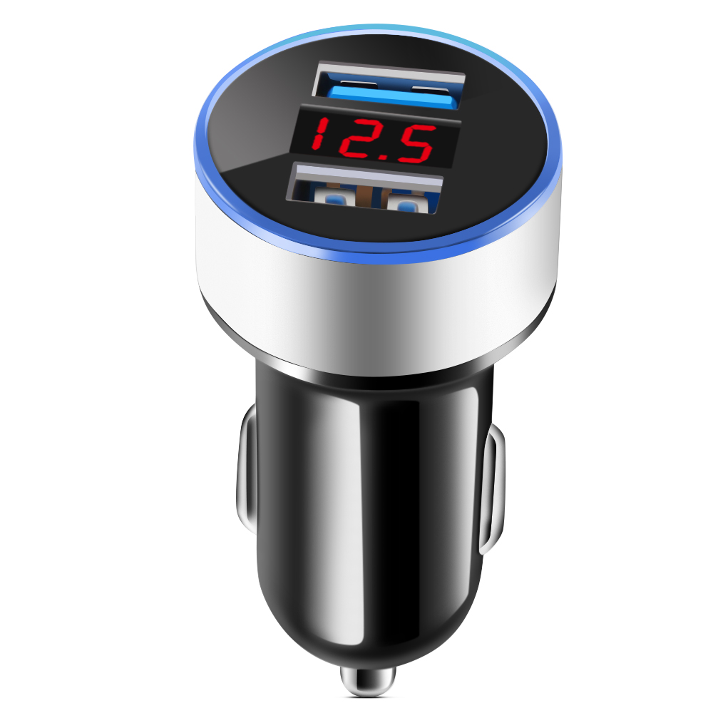 Carregador de carro 3.1a carga rápida porta usb dupla display led para mercedes benz w211 w203 w204 w210 w124 amg w202 cla w212 w220: Prateado