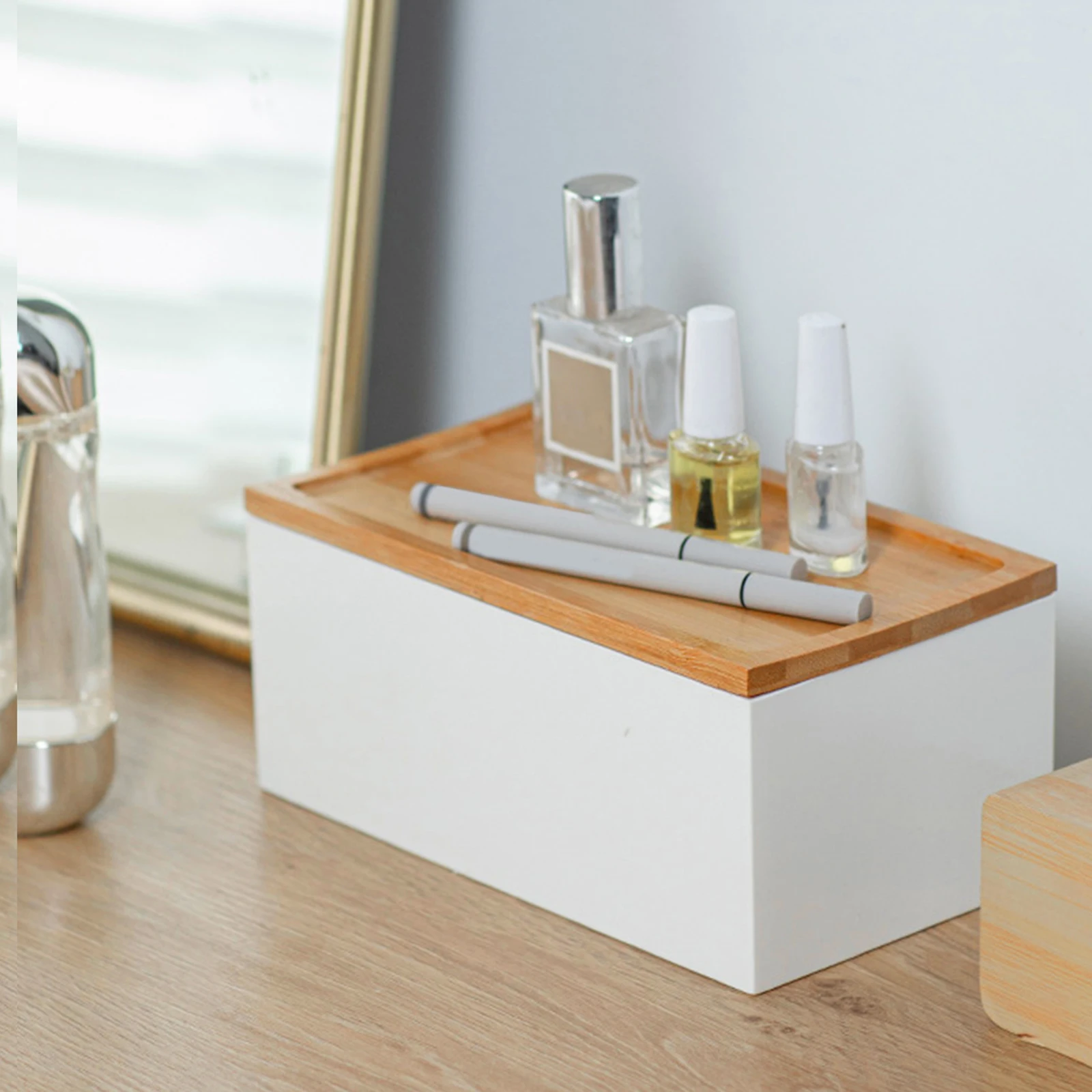 Organizador de escritorio multiusos, duradero, almacenamiento de artículos diversos, caja organizadora de maquillaje para tocador, tocador de escritorio, encimera de baño