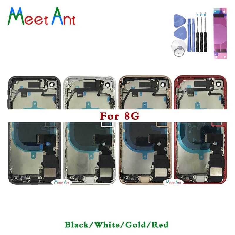 AAA For iphone 8 8G / 8 Plus / X Back Middle Frame Chassis Full Housing Assembly Battery Cover Door Rear with Flex Cable