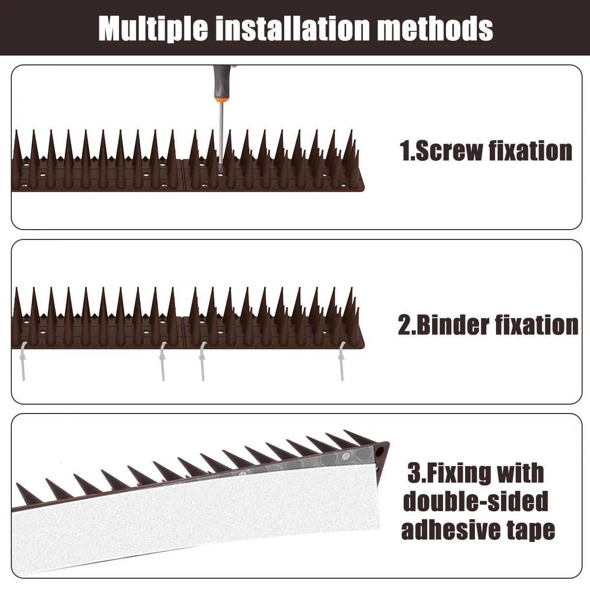 Estera repelente de aves para jardinería, picos de pared para valla, picos para pájaros, antirrobo, escalada de gatos, picos disuasorios antiaves, correas, suministro de patio