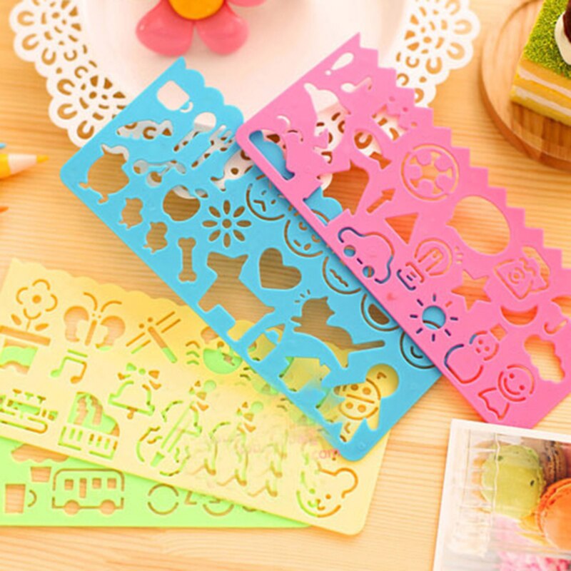 4pcs Stationery Ruler School Painting Supplies Drafting Tool Art Drawing Template Plastic DIY Graphic Template Stencil Drawing