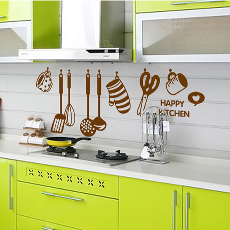 Küche Restaurant Geschirr Symbol kühlschrank Zauberstab aufkleber Wasserdichte Vinyl Zauberstab dekorative aufkleber PVC Abnehmbare für Wohnkultur