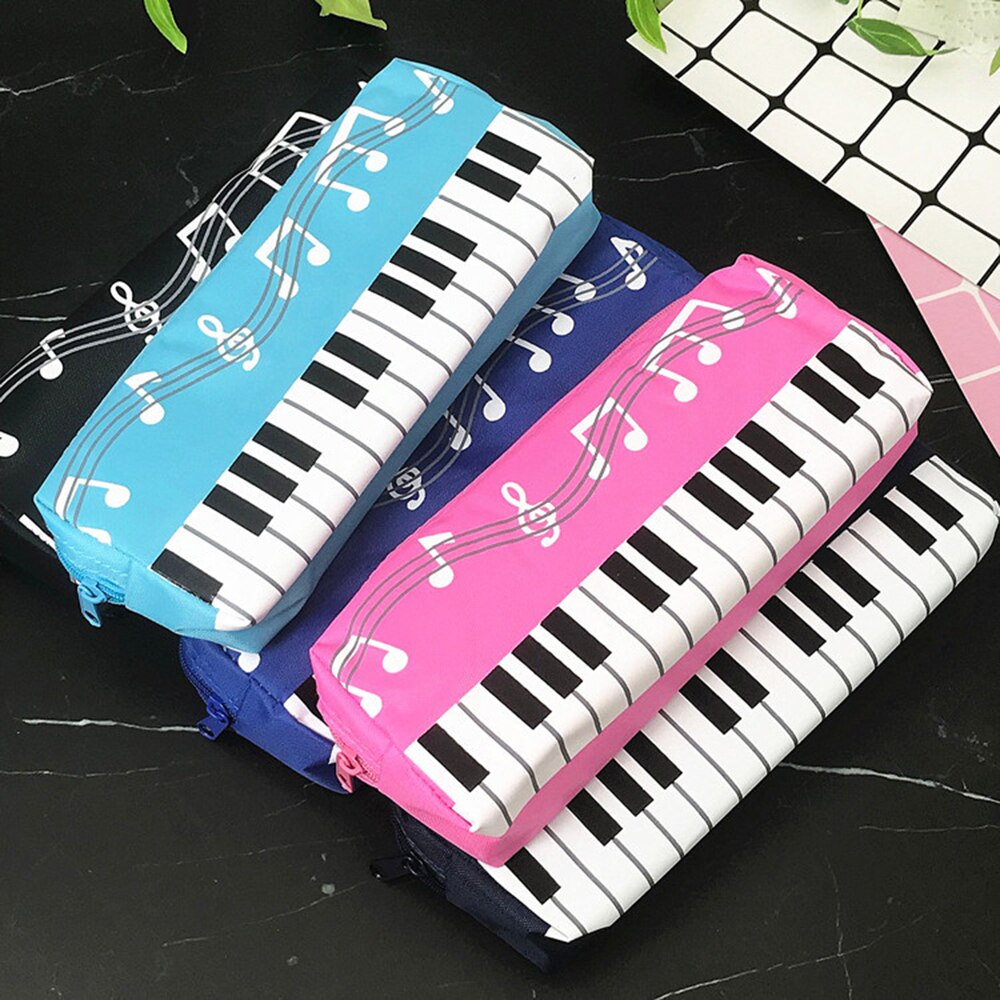 Music Notes Piano Keyboard Pencil Case Large Capacity Pencil Bags Stationery Office School Students Prizes