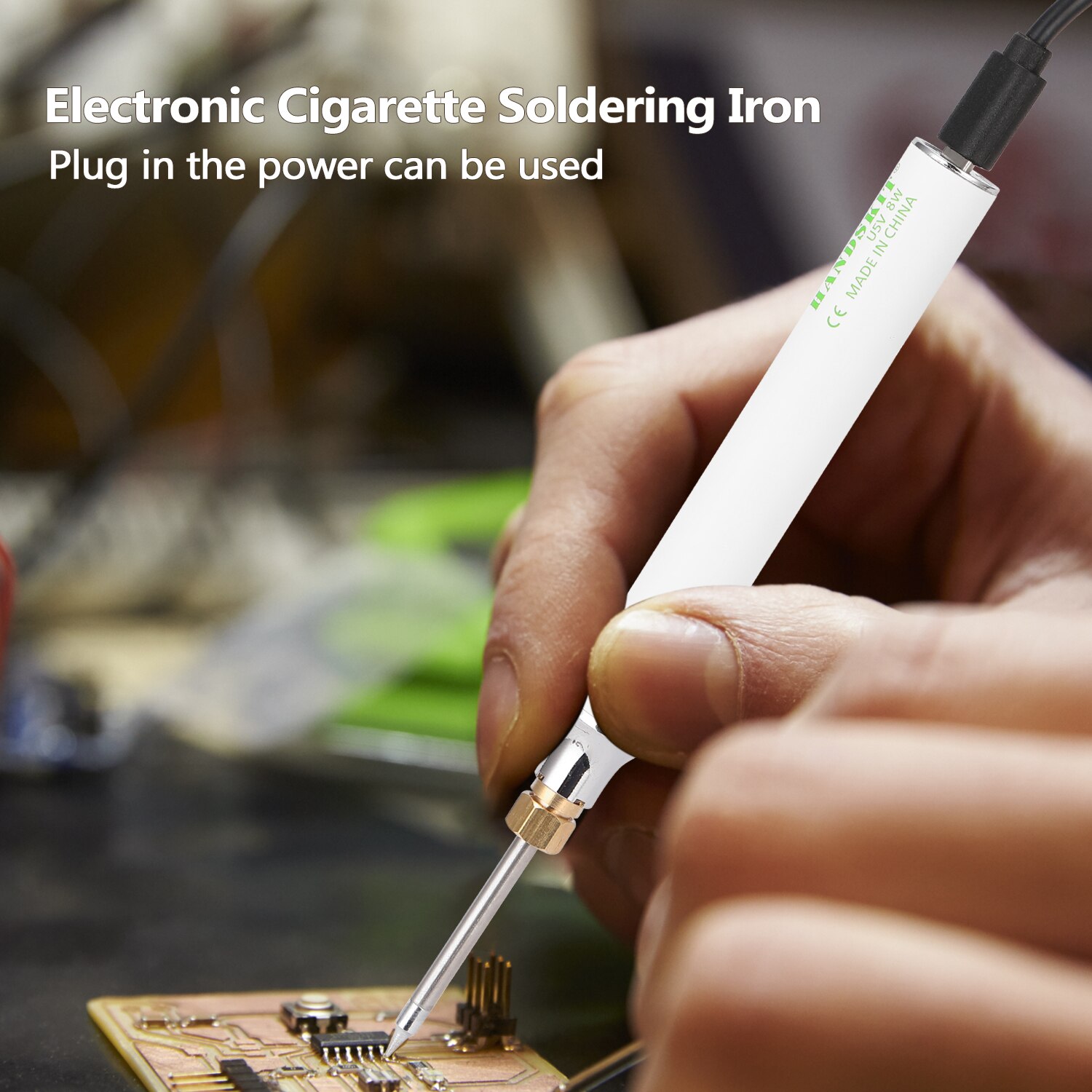 HANDSKIT USB Charging Soldering Iron 5V 8W Electric Tools Adjustable Temperature Soldering Iron Kit with Stand Repair tools