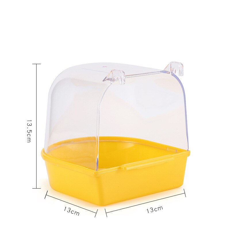 Pet Birds Parrot Hanging Bath Shower Bathtub Accessories Bird Feeder Box Supplies Canary Parakeet Pets Toys Plastic Simple: yellow