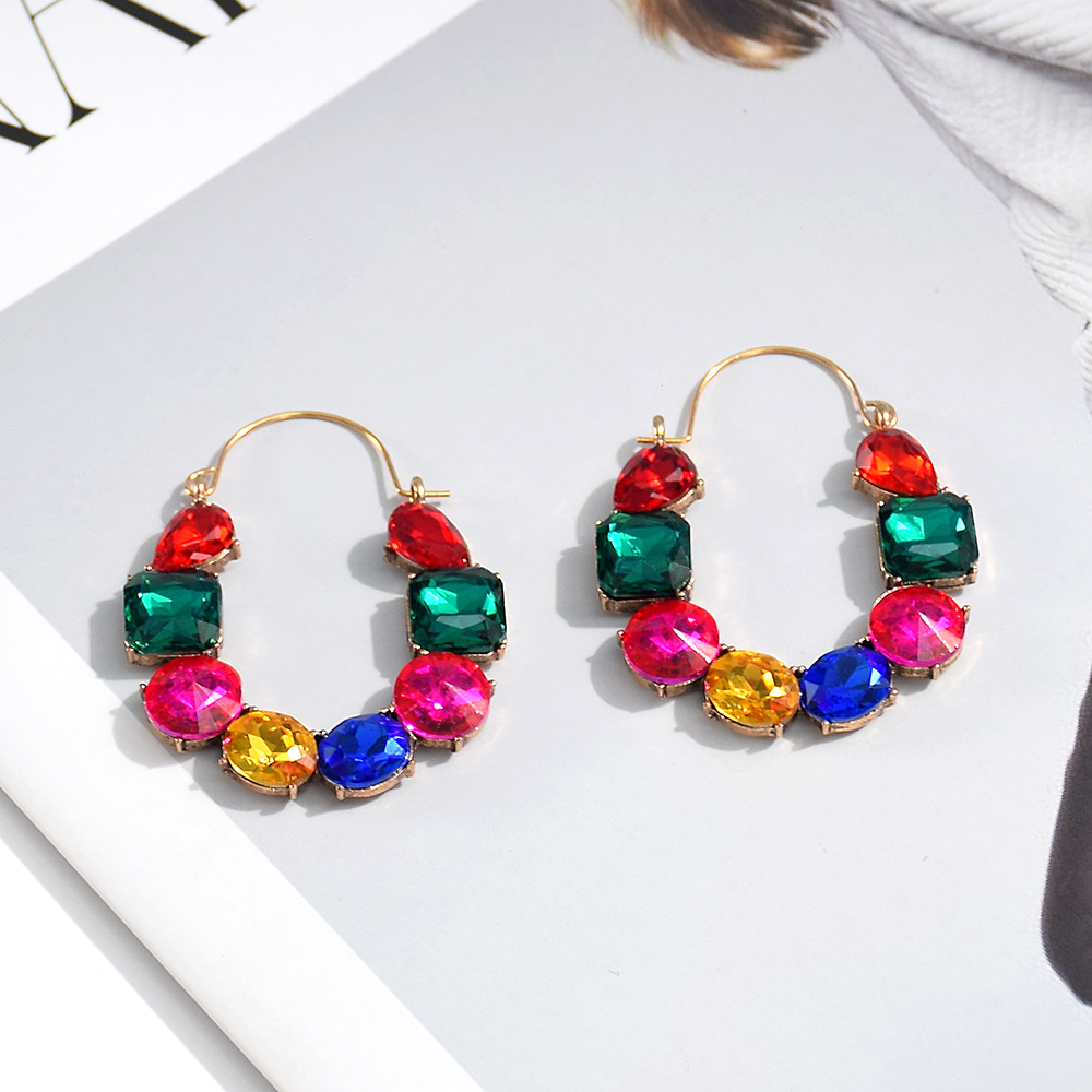 -Sell Colorful Rhinestones Metal Long Dangle Earring High Trendy Crystal Jewelry Accessories For Women: Dark Gold