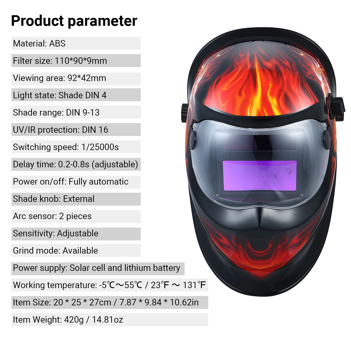 Casco de soldadura con energía Solar protección de oscurecimiento automático casco Máscara de Soldadura escudo con modo de molienda de sombra Variable