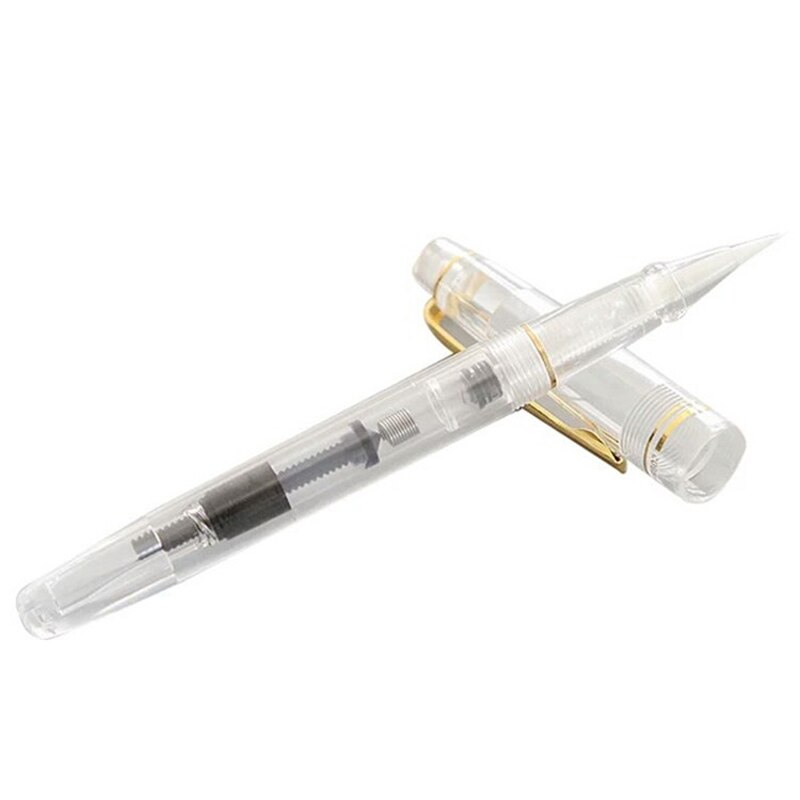 Fountains Brush Pen Transparent Gold Fountain Pen Calligraphy Soft Water Brush Drawing Writing Caligraphy Ink Pen Art Supplies