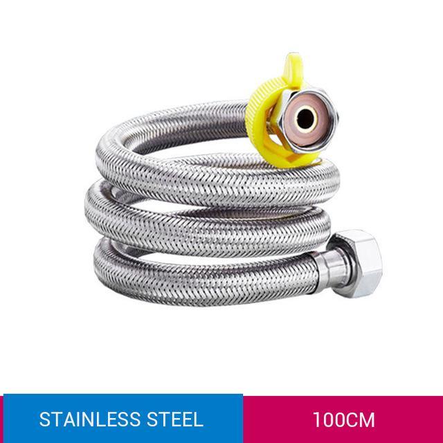 Bathroom Kitchen Single Cold Hose Stainless Steel Flexible Faucet Hoses Water Supply Taps Pipe Plumbing Hose 1/2 Tap Accessories: 100CM