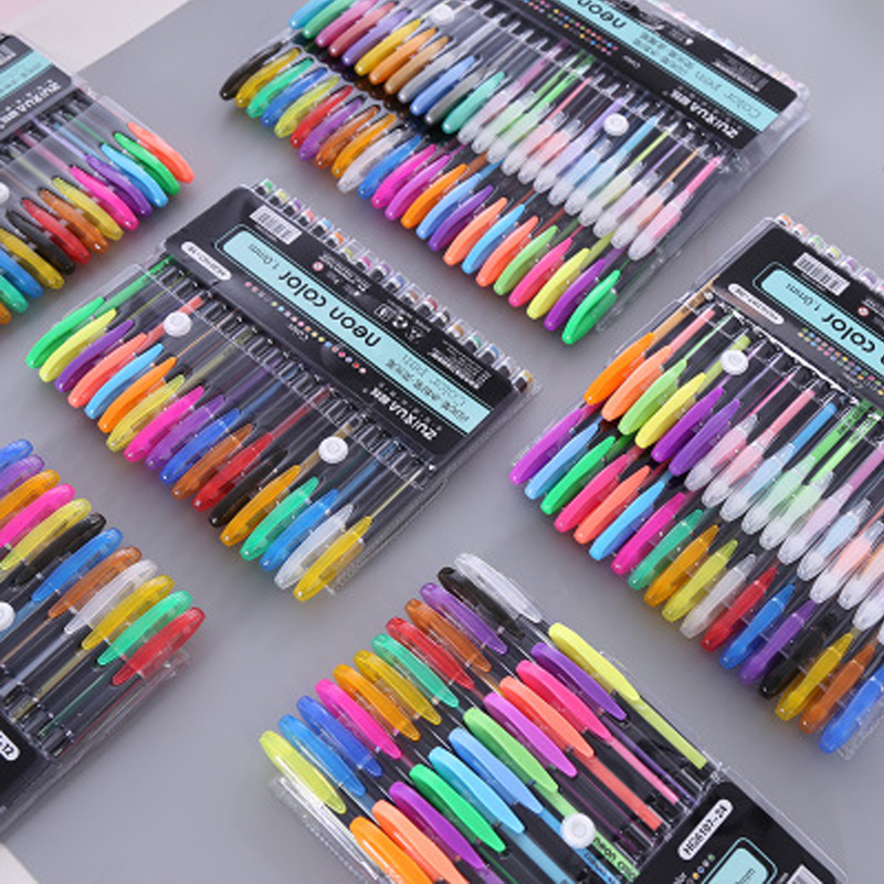 12/16/18/24/36/48 kleuren 1.0mm Gel Pennen Set glitter pastel fluorescentie pen voor Diy student graffiti coloring Schrijven