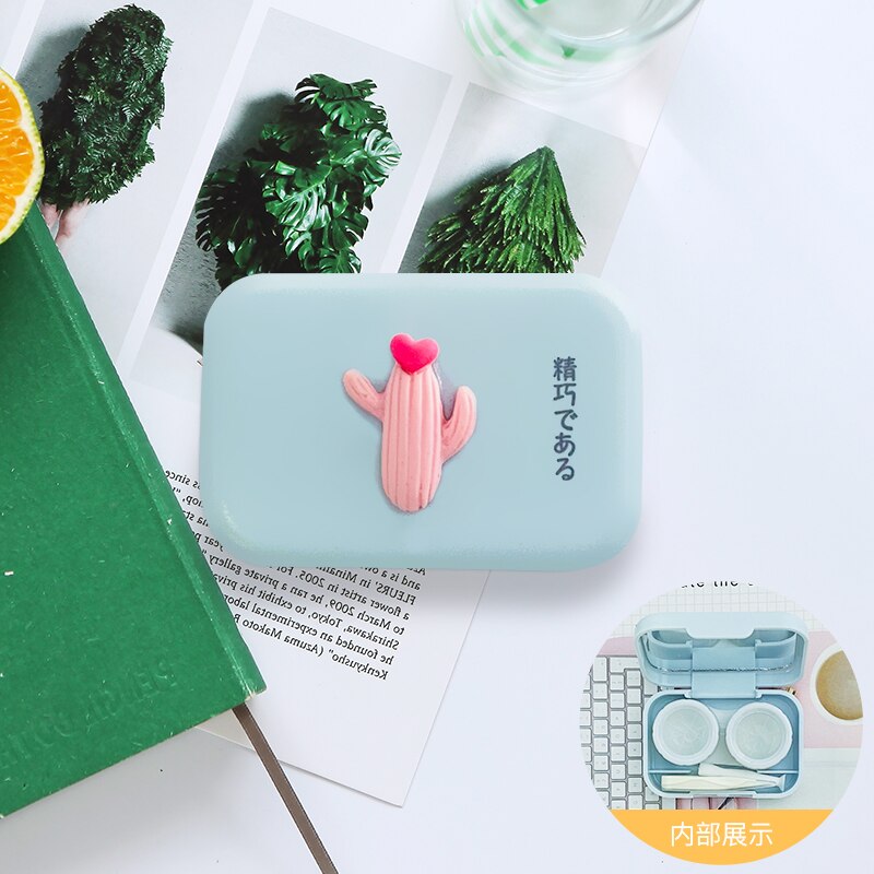 ovolook Cartoon Cosmetic Travel box Storage Holder Contact lens pop case with mirror contact lens case Eyewear: 1
