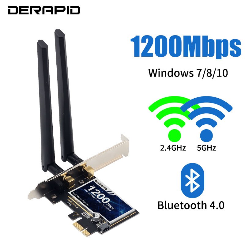 1200Mbps Wireless PCI-e Adapter 802.11ac Bluetooth 4.0 WiFi Wlan Card 2.4G/5GHz Desktop Wifi PCI Express Adapter For Win 7 10 11: PURPLE