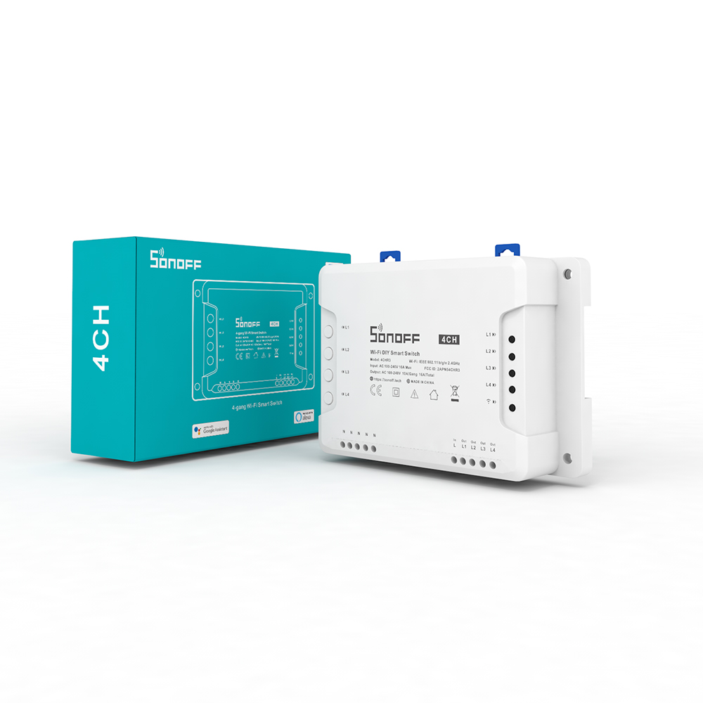 self locking Smart home 4 channel wi-fi relay board module to control home appliances remotely with timer function
