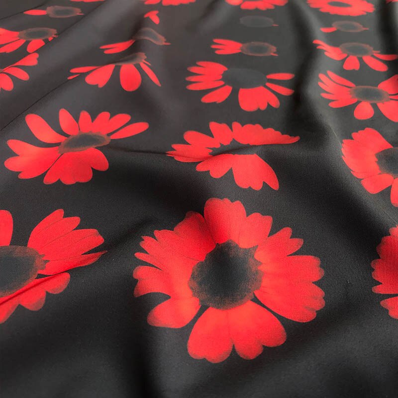 147cm wide printed stretch satin fabric meter brand printed stretch fabric satin dress handmade DIY fabric cloth