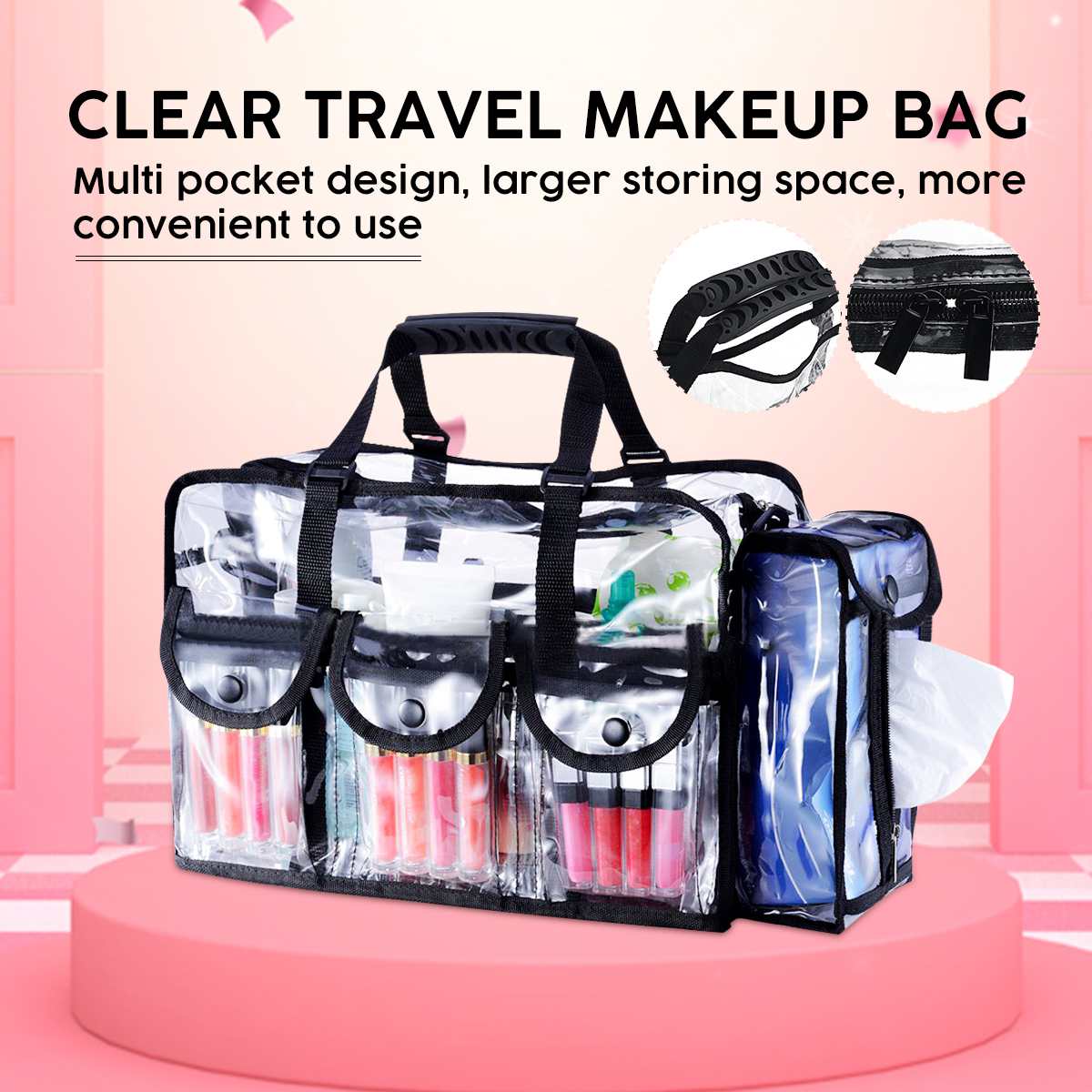 Große Kapazität Kosmetik Taschen PVC Transparent Reise Tote Klar Organizer Wasserdicht Professinal Make-Up Veranstalter Tasche