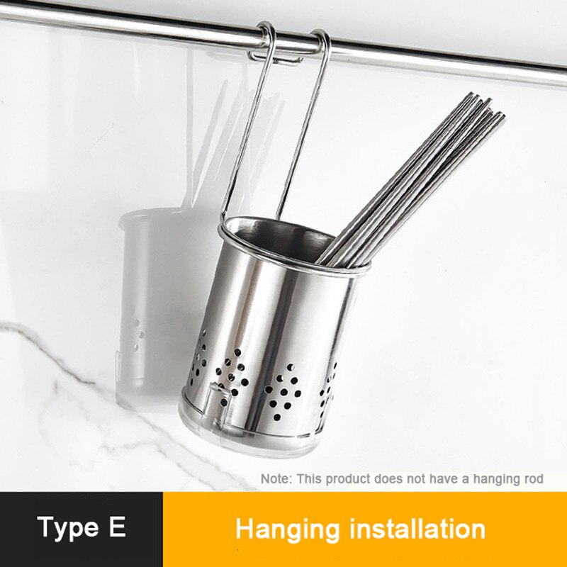 YUJIE 304 stainless steel 304 stainless steel kitchen rack,wall-mounted knife rack black JYM1033: B chopstick holder-E