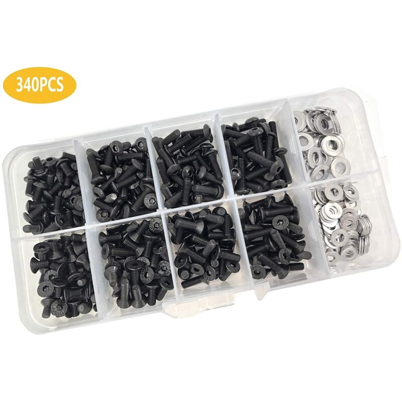 340PCS RC Screws Kit Repair Tool M3 Flat Head/Round Head &amp; M3 M4 Flat Washers for Traxxas Tamiya SCX10 HPI RC Car Parts