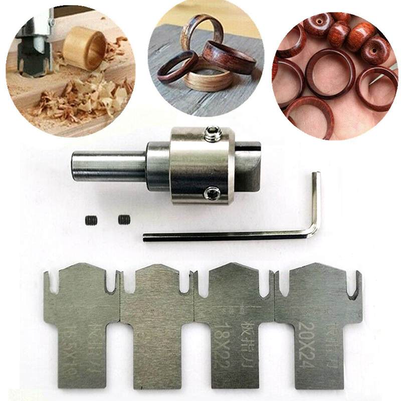 6PCS Premium Finger Ring Drill Bit Carbide Blades Handle Drill Woodworking Milling Cutter Ring Molding Tool DIY 18/19/22/24mm