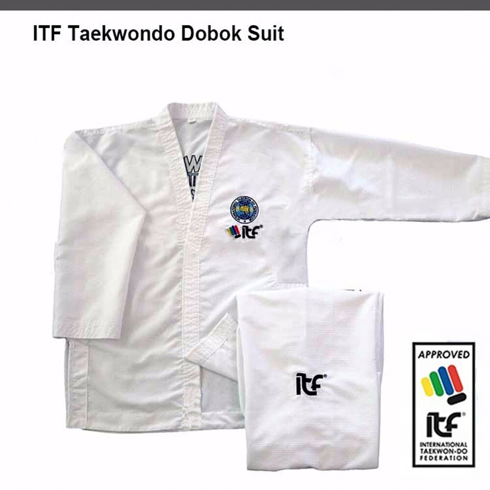 2022 ITF approved Taekwondo Student Uniform Doboks With Embroidery Kimono Pattern Cotton Uniform For Adult kids