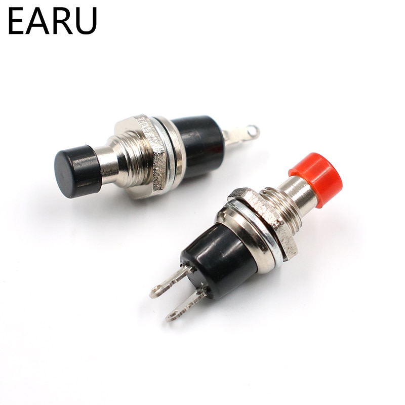 10Pcs Mini Micro DIY 7mm Thread 2 Pins Momentary Push Button Switch Red Black White Blue Yellow Green Lockless Self-rest ON/OFF