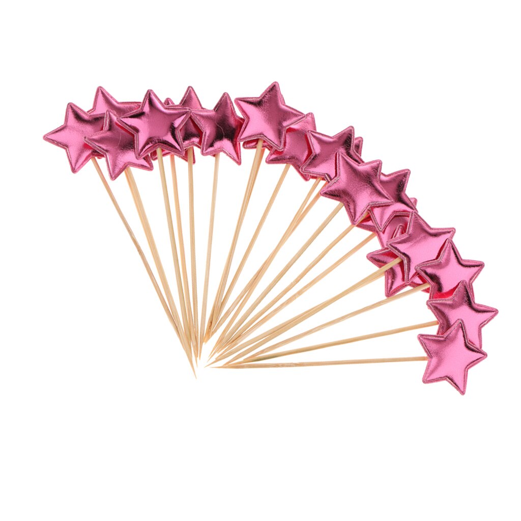 20pcs Star Cake Topper Sign Home Party Shop Cupcake Toothpicks: Rose