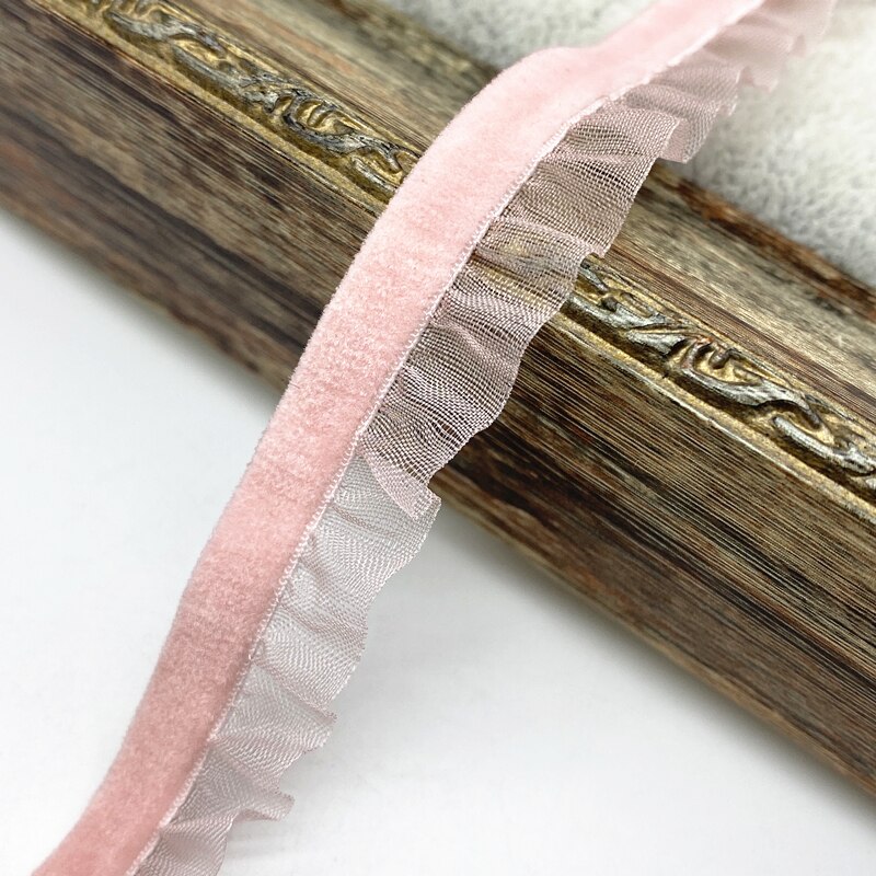 1 stocznia 15mm aksamitna elastyczna opaska do włosów gumowa koronka obszywka do szycia ręcznie wstążka DIY: Pink