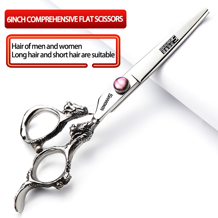 6- inch echte haarschaar, exclusief voor kappers in de kapsalon, tondeuseset met platte tanden, haarknipgereedschap: Bruin