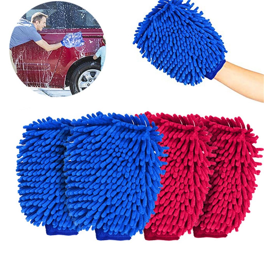 4 pièces gants de lavage de voiture outil de nettoyage Durable Super gant microfibre voiture fenêtre lavage maison nettoyage chiffon serviettes gants